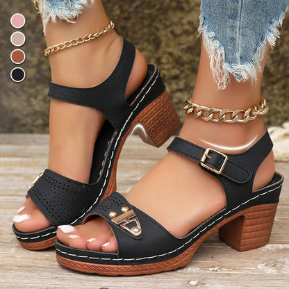Sandalias Piel Tacón Ortopédicas